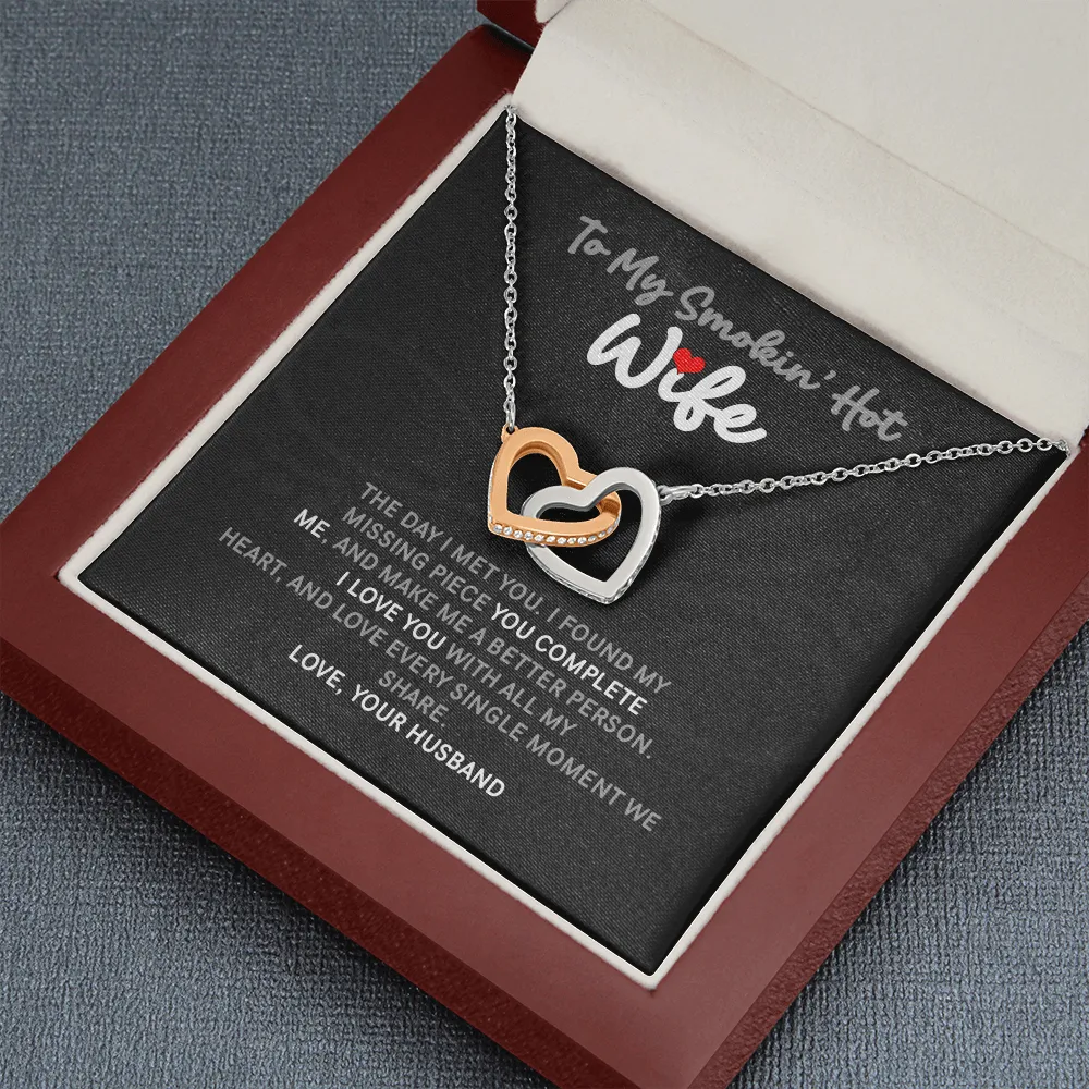 To My Smokin' Hot Wife Interlocked Hearts Necklace