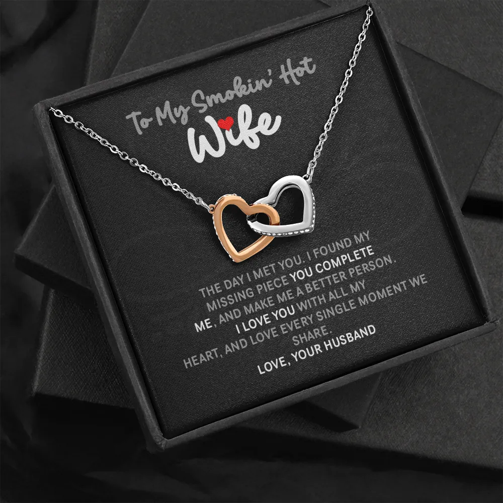 To My Smokin' Hot Wife Interlocked Hearts Necklace