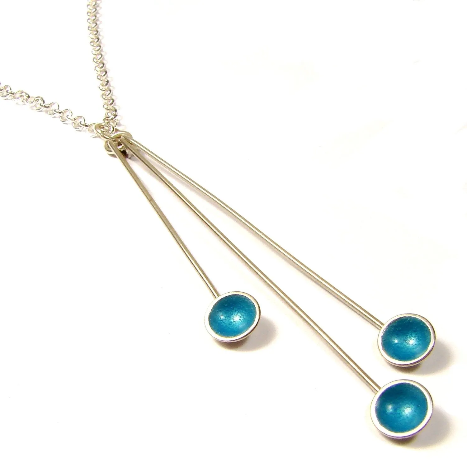 Triple Droplet with Blue Enamel Pendant